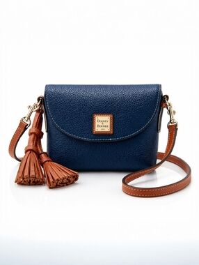 Dooney & Bourke Pebbled Leather Crossbody Saddle Bag Midnight Blue NWT